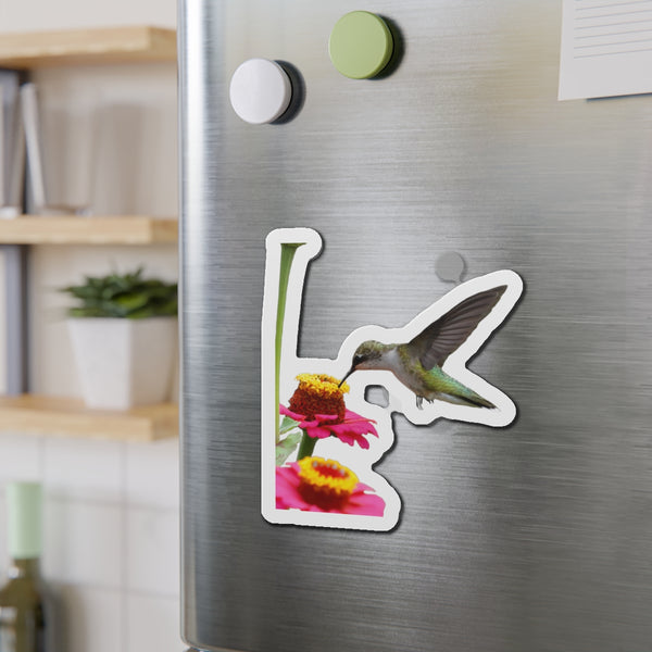 Hummingbird Zinnia Die-Cut Magnets