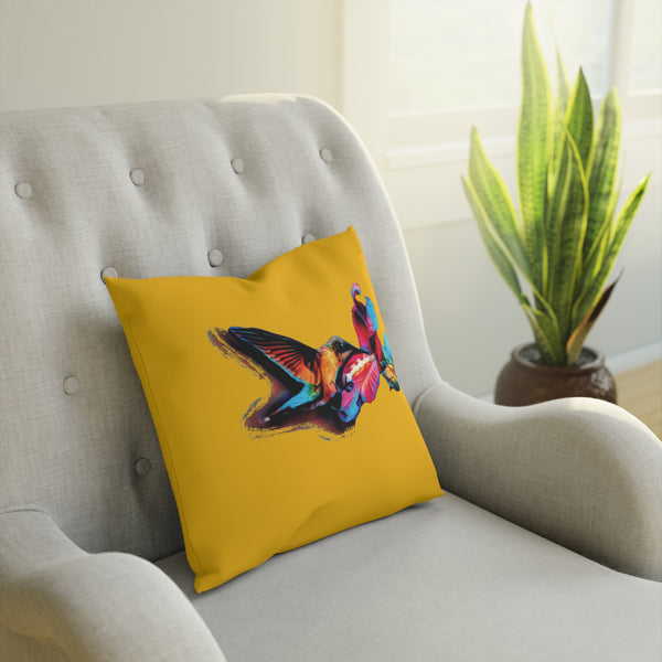 Hummingbird Landing Yellow Cushion