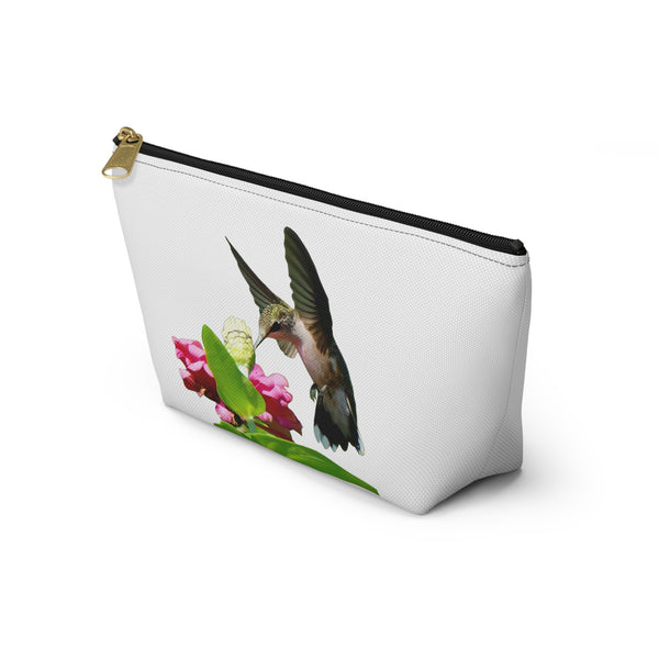 Hummingbird Wings Up White Accessory Pouch w T-bottom