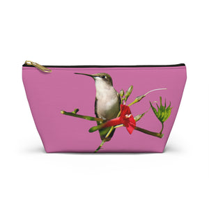 Hummingbird Red Bloom Neat Pink Accessory Pouch w T-bottom '