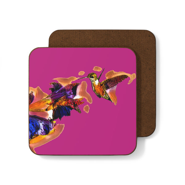 Hummingbird Violet Neat Pink Hardboard Back Coaster