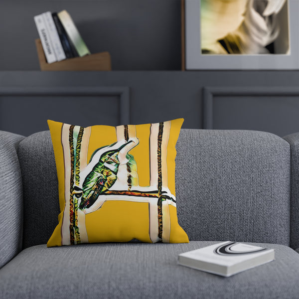 Hummingbird Emerald Yellow Cushion