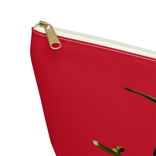 Hummingbird Red Bloom Red Accessory Pouch w T-bottom
