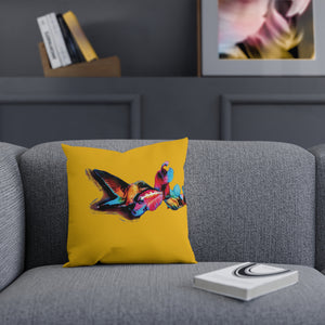 Hummingbird Landing Yellow Cushion