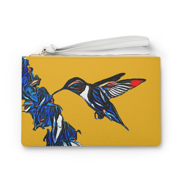 Hummingbird Blue Stick Yellow Clutch Bag (2)