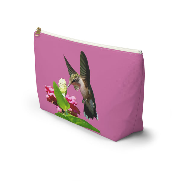 Hummingbird Wings Up Neat Pink Accessory Pouch w T-bottom