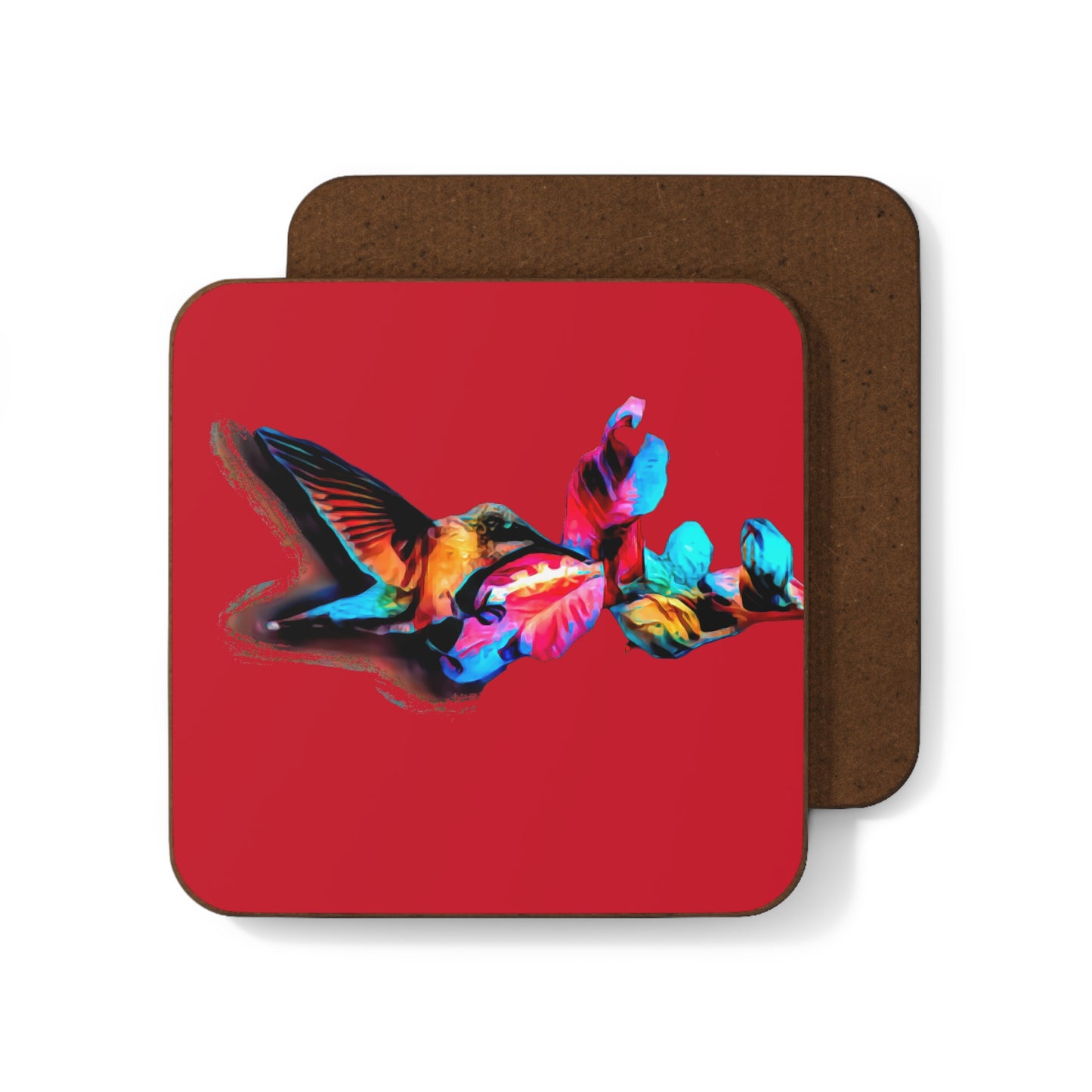 Hummingbird Landing RedHardboard Back Coaster