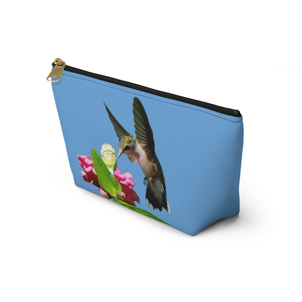 Hummingbird Wings Up Light Blue Accessory Pouch w T-bottom