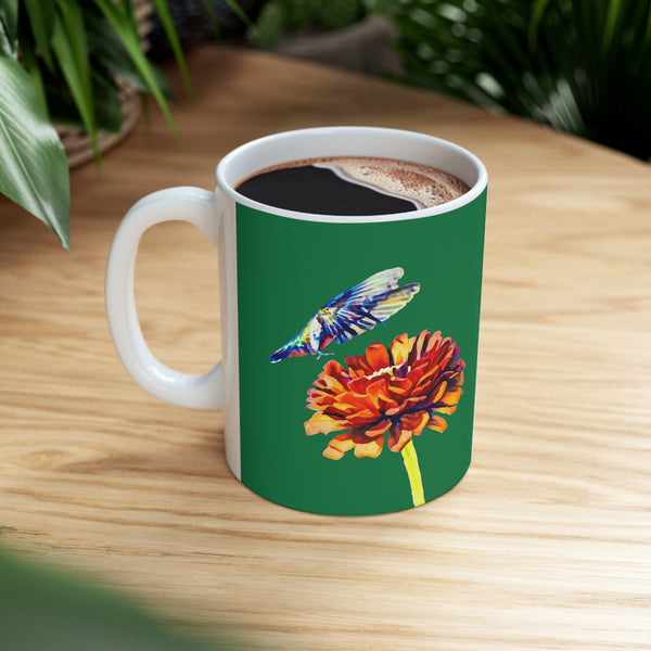 Hummingbird Wings Ceramic Green Mug 11oz