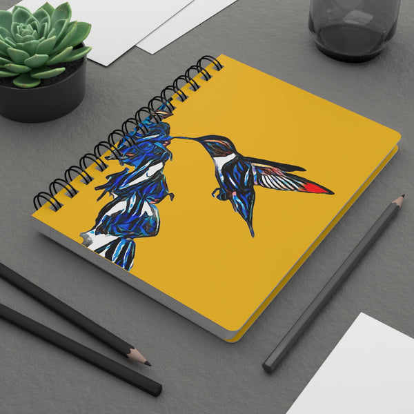 Hummingbird Blue Stick Yellow Spiral Bound Journal