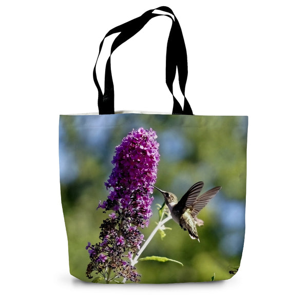 Purple Delight Hummingbird Canvas Tote Bag