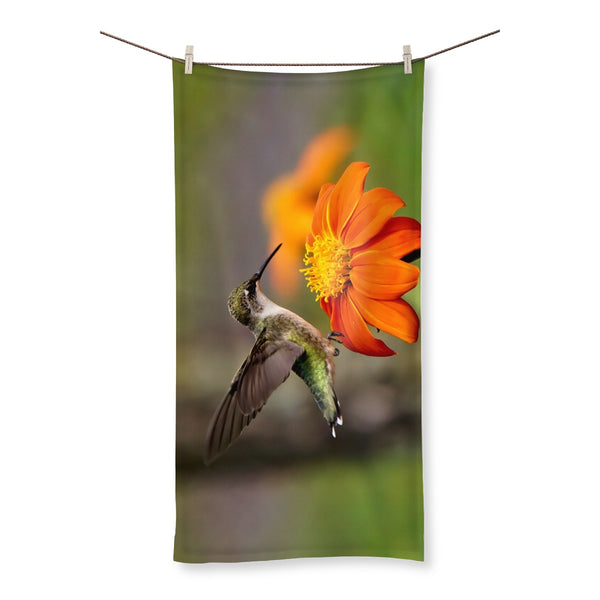 Hummingbird Orange Flower Towel