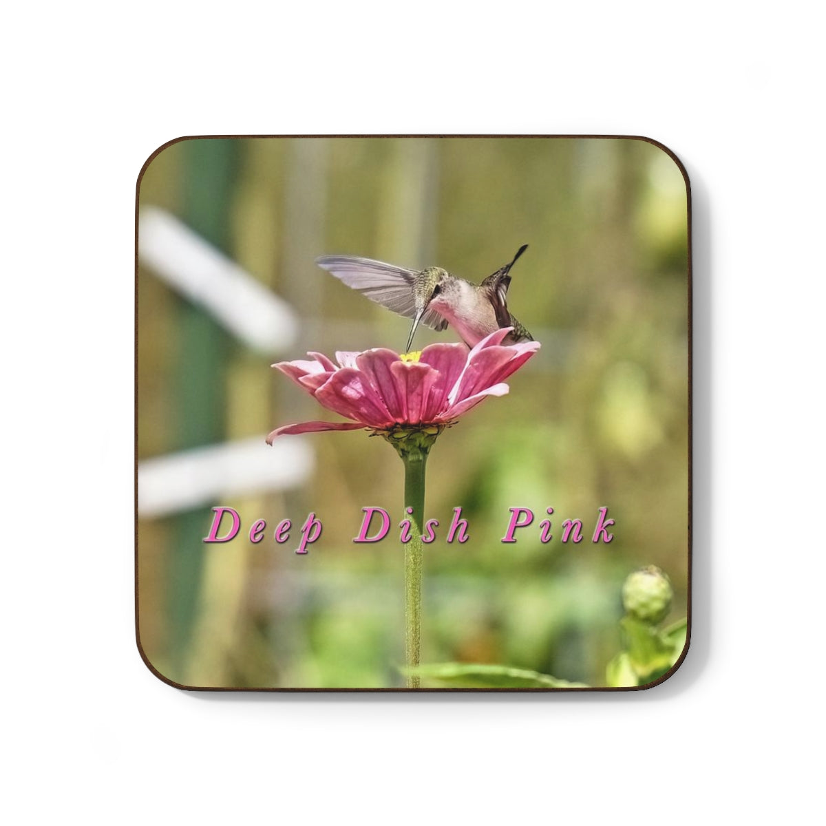 Deep Pink Hummingbird Hardboard Back Coaster