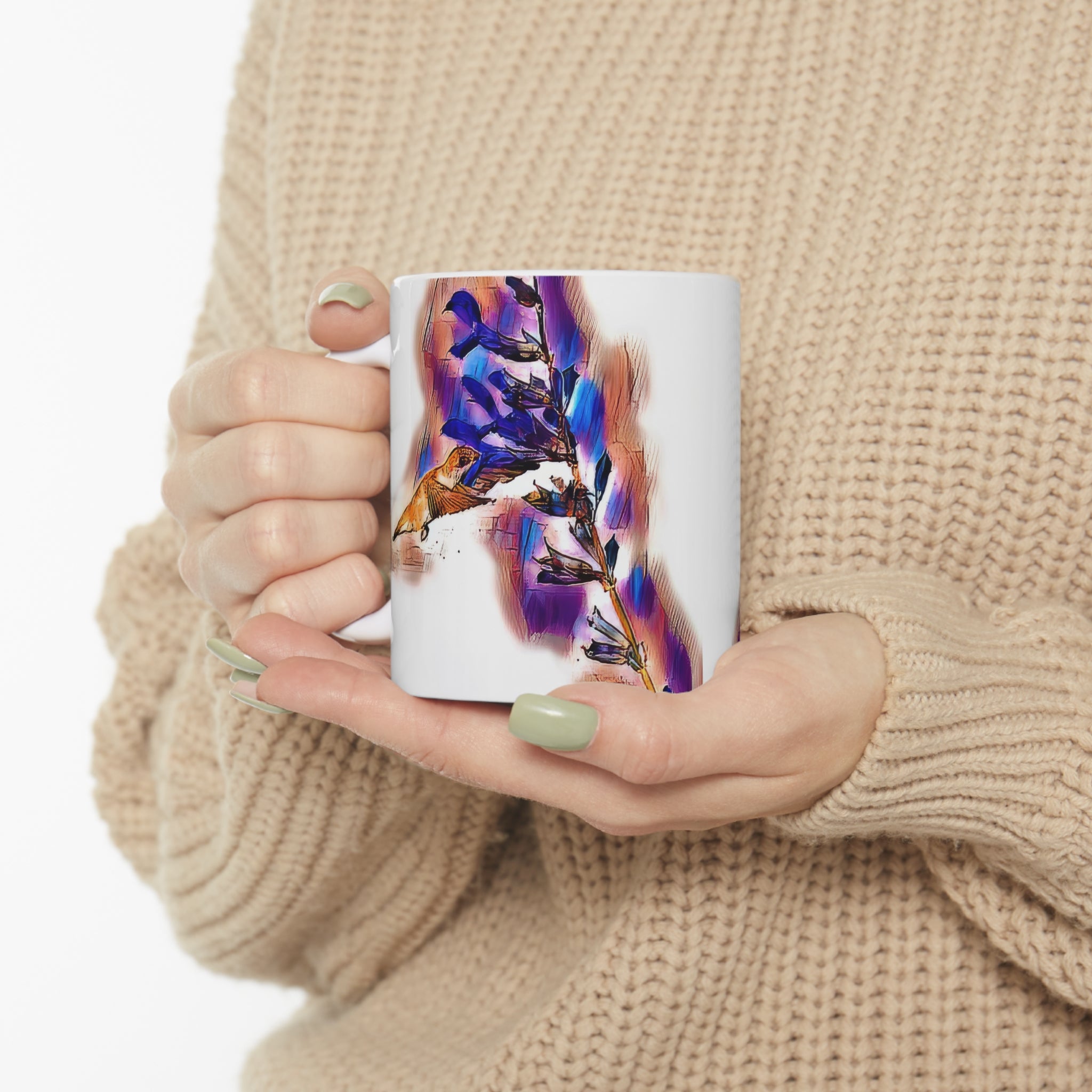 Ceramic Hummingbird Salvia Mug 11oz