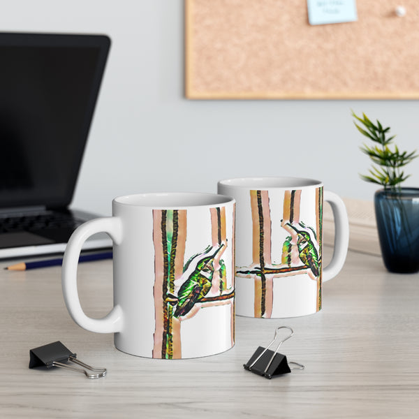 Ceramic Hummingbird Green Mug 11oz