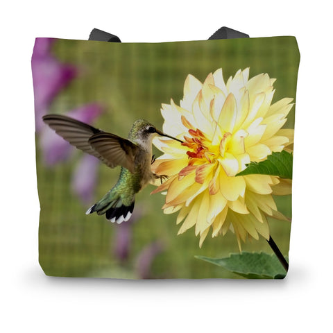 Flower Flame Hummingbird Canvas Tote Bag