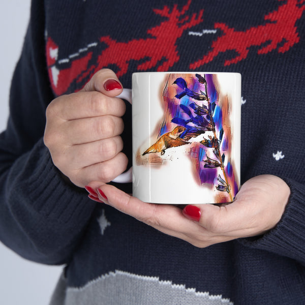 Ceramic Hummingbird Salvia Mug 11oz