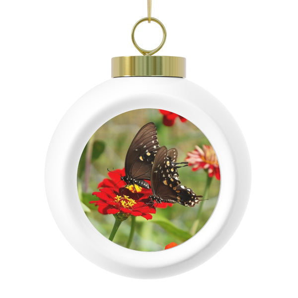 Red Tail Butterfly Christmas Ball Ornament