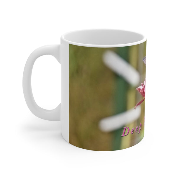 Deep Pink Hummingbird Ceramic Mug 11oz