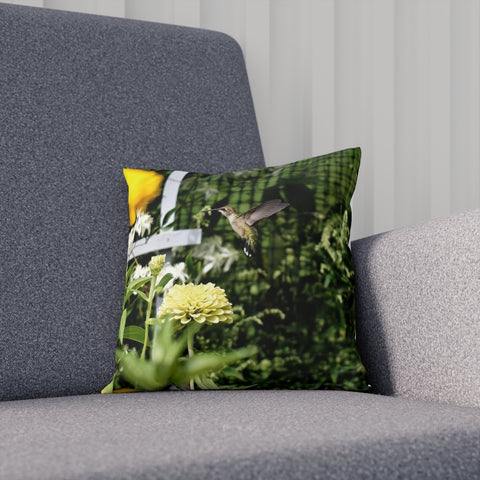 Rising Yellow Hummingbird Cushion