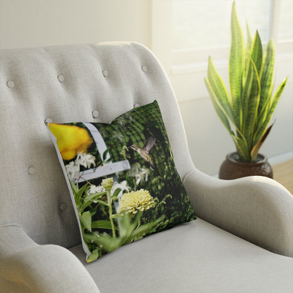 Rising Yellow Hummingbird Cushion