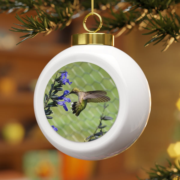 Violet Twist Hummingbird Christmas Ball Ornament