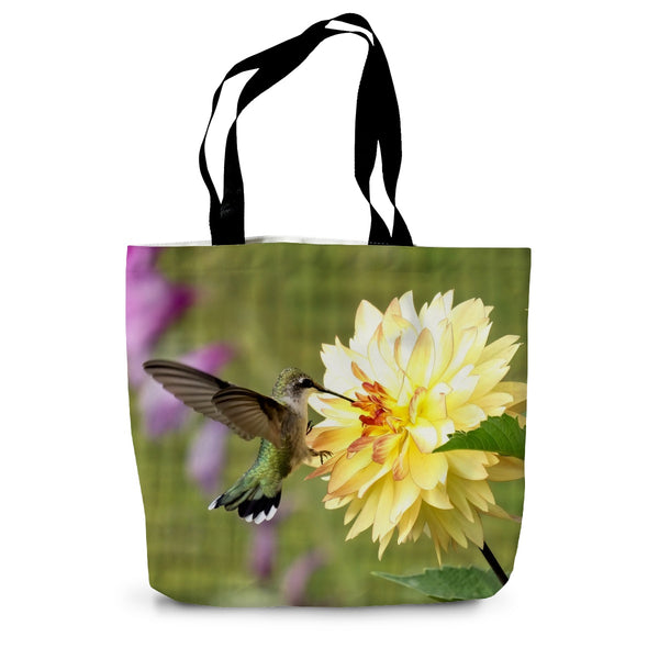 Flower Flame Hummingbird Canvas Tote Bag