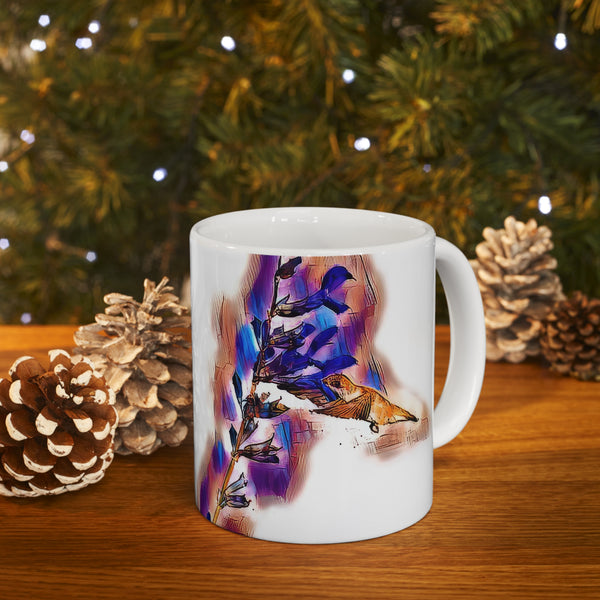 Ceramic Hummingbird Salvia Mug 11oz