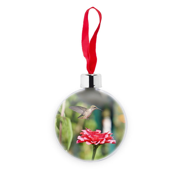 Hummingbird Hop Transparent Christmas bauble