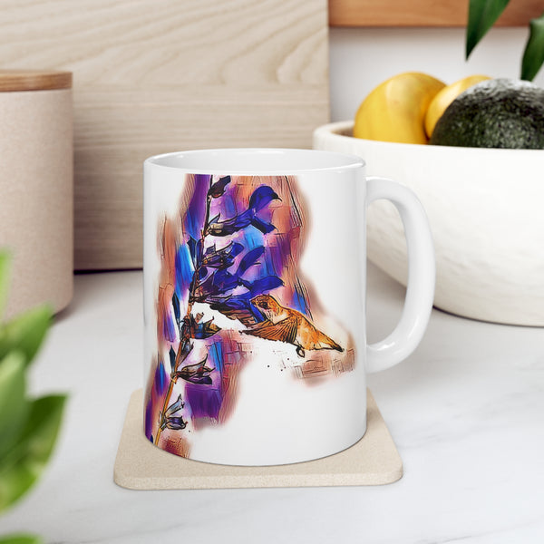 Ceramic Hummingbird Salvia Mug 11oz