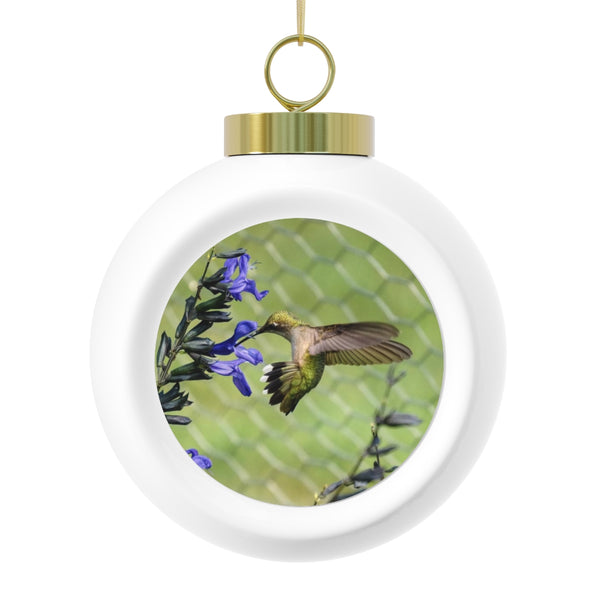 Violet Twist Hummingbird Christmas Ball Ornament