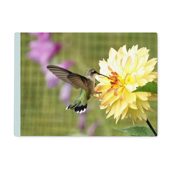 Flower Flame Hummingbird Glass Chopping Board