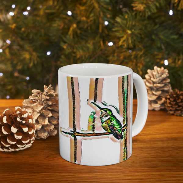 Ceramic Hummingbird Green Mug 11oz