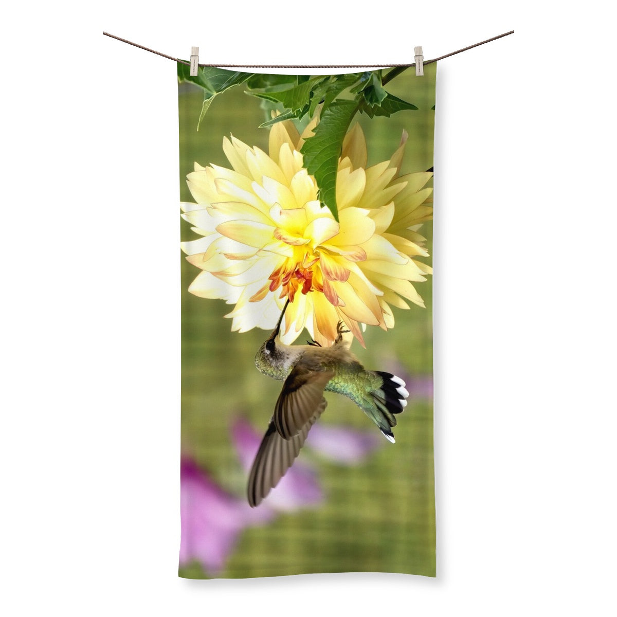 Flower Flame Hummingbird Towel
