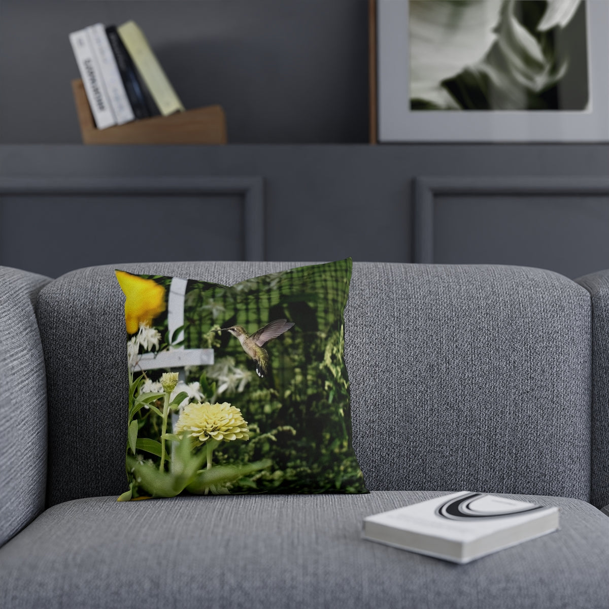 Rising Yellow Hummingbird Cushion