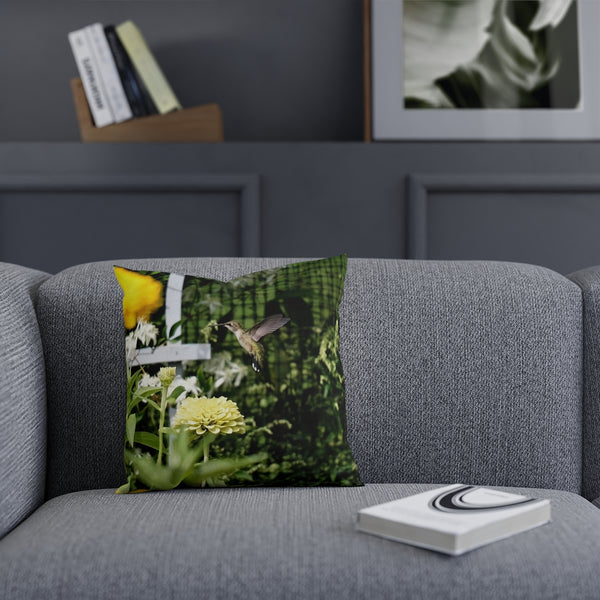 Rising Yellow Hummingbird Cushion