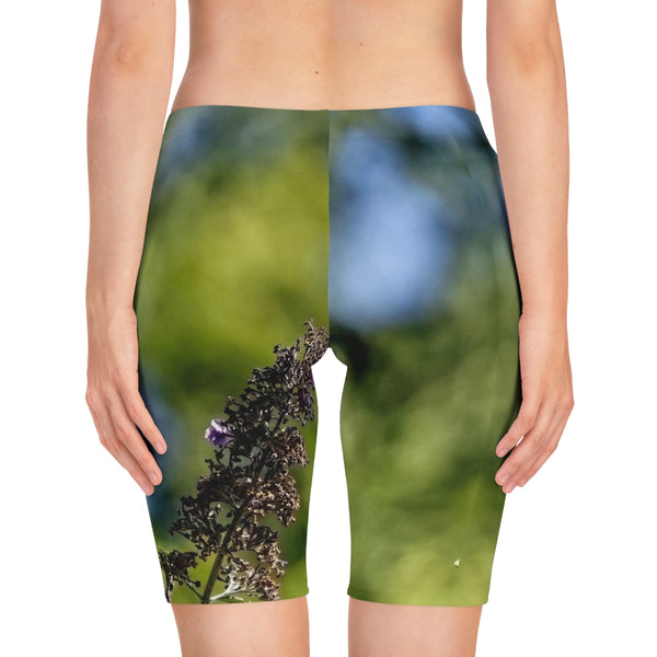 Purple Love Hummingbird Women's Bike Shorts