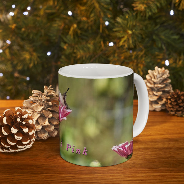 Deep Pink Hummingbird Ceramic Mug 11oz