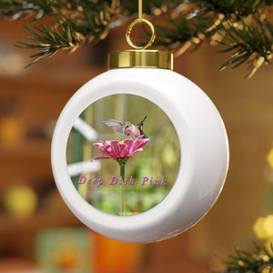 Deep Dish Pink Hummingbird Christmas Ball Ornament