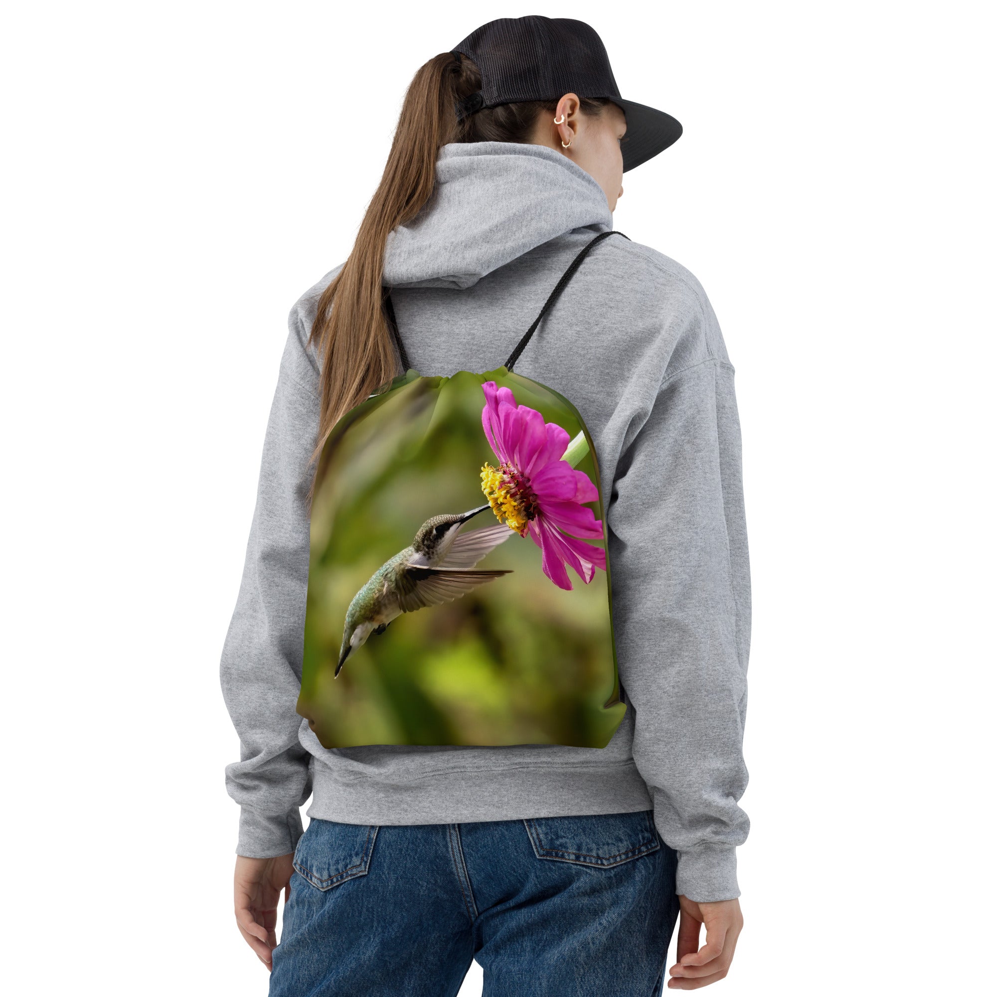001 Sweet Sunshine Hummingbird Drawstring bag