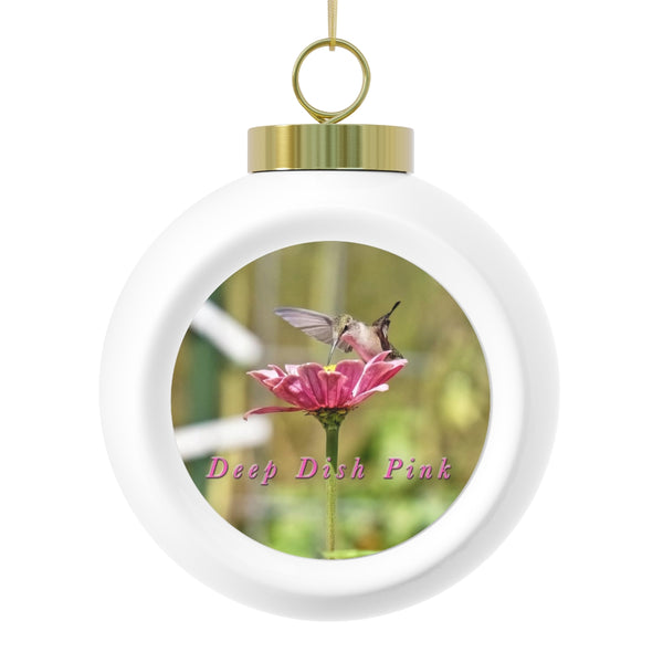 Deep Dish Pink Hummingbird Christmas Ball Ornament