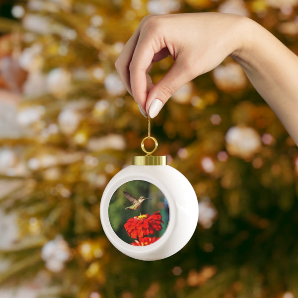 Bouncing Red Hummingbird Christmas Ball Ornament