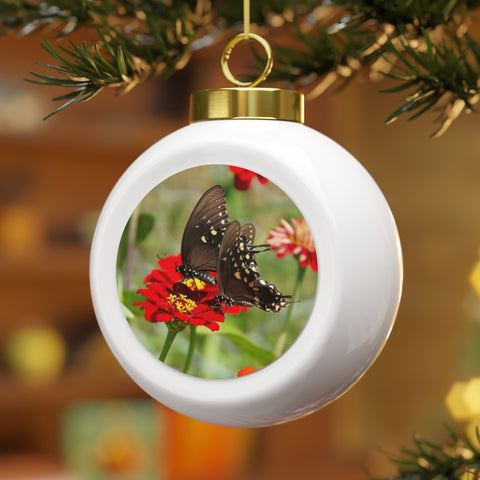 Red Tail Butterfly Christmas Ball Ornament