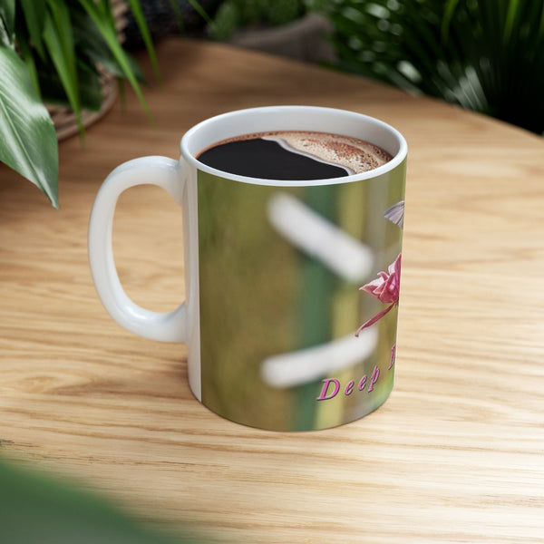 Deep Pink Hummingbird Ceramic Mug 11oz