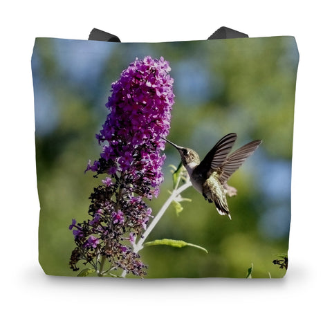 Purple Delight Hummingbird Canvas Tote Bag