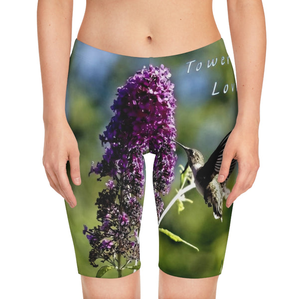 Purple Love Hummingbird Women's Bike Shorts